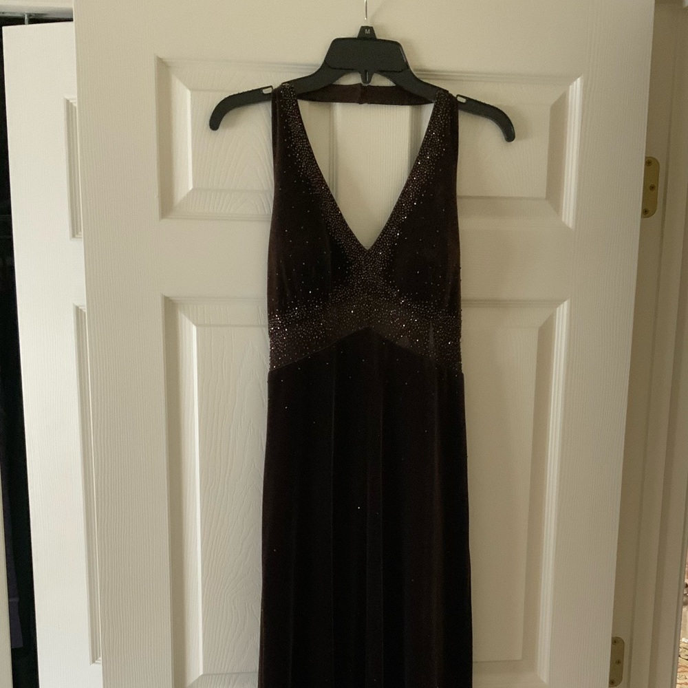 Vintage DE LARU by Sheila Yen brown velvet evening dress size 11/12 NWT